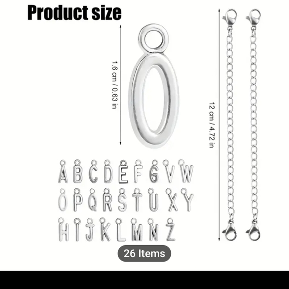 K Alphabet Letter Charm Accessories Stanley Cup ID Name Initial Letter silver - Picture 3 of 4